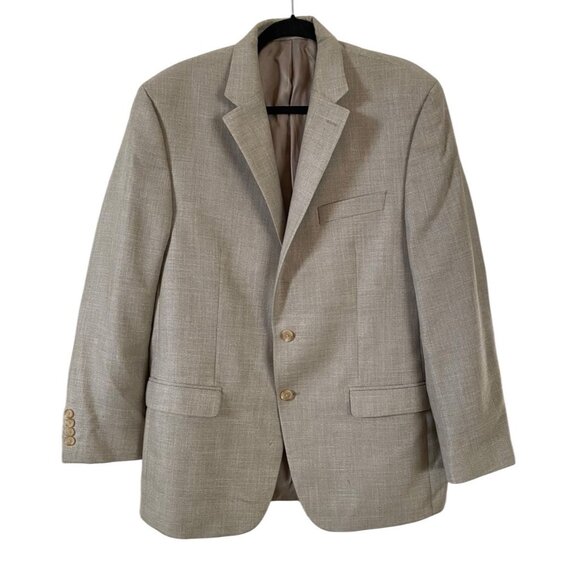 Lauren Ralph Lauren Mens Beige Blazer 2‎ Button Sports Coat Size 42R Career Prep - Picture 1 of 9